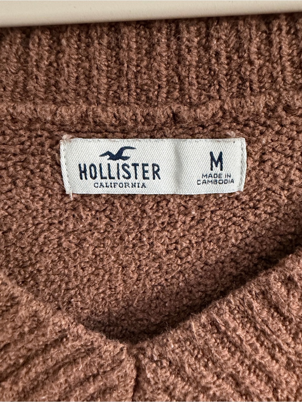 Hollister Brown Cropped Sweater V Neck Knit Pullover Oversized M - Picture 2 of 6
